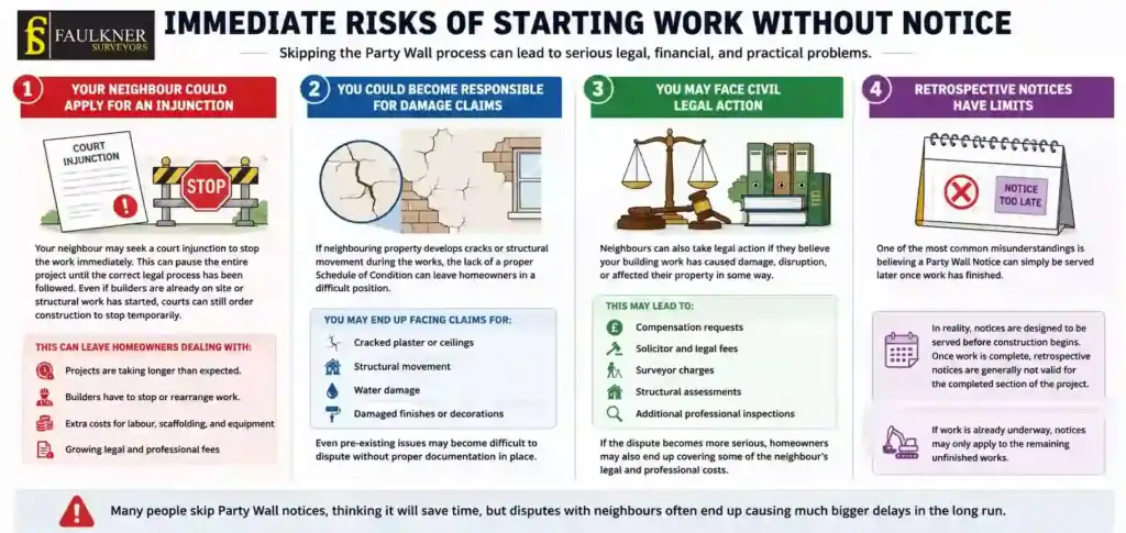 What Happens If You Start Work Without a Party Wall Notice? 1 Immediate Risks of Starting Work Without Party Wall Notice Basingstoke