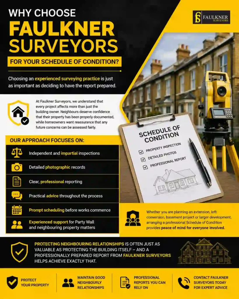 Schedule of Condition: What It Is and Why It Protects Both Neighbours 3 Why Choose Faulkner Surveyors for Your Schedule of Condition Basingstoke?